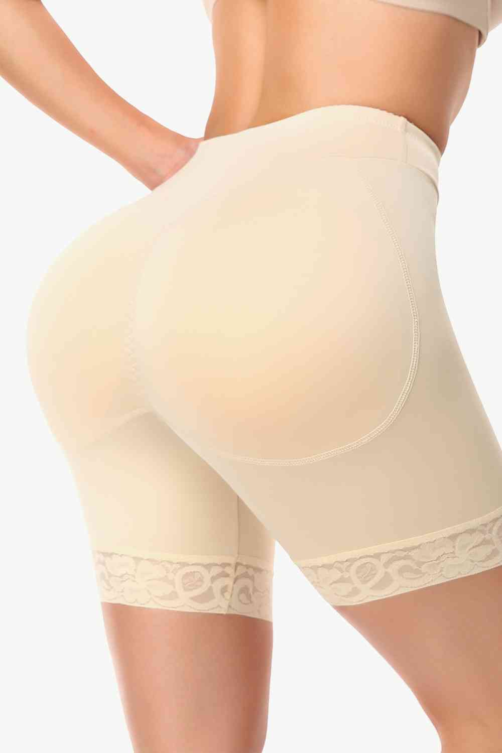 Full Size Lace Trim Lifting Pull-On Shaping Shorts - TRENDMELO