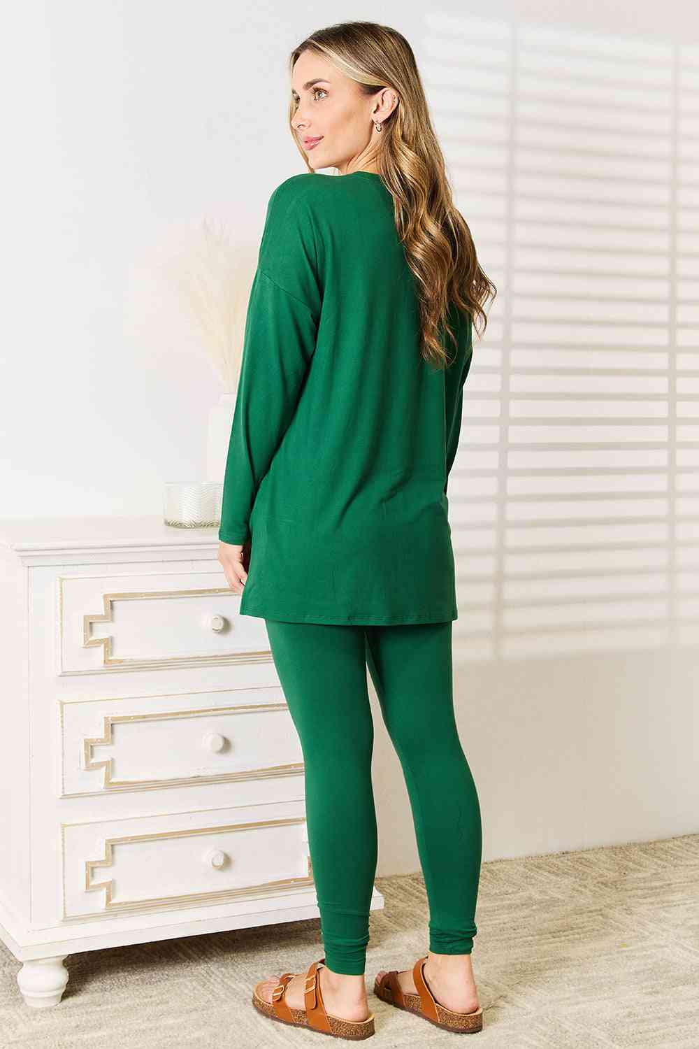 Zenana Lazy Days Full Size Long Sleeve Top and Leggings Set - TRENDMELO