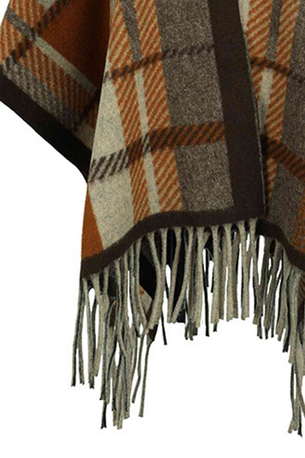 Cloak Sleeve Fringe Detail Poncho - TRENDMELO