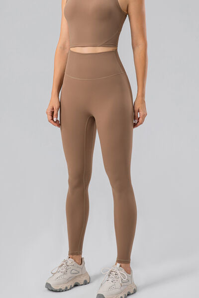 High Waist Wide Waistband Active Leggings - TRENDMELO