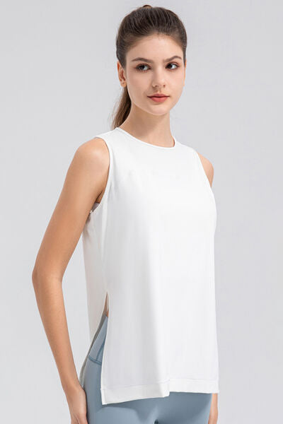 Slit Round Neck Tank - TRENDMELO