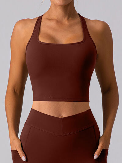 Square Neck Racerback Cropped Tank - TRENDMELO