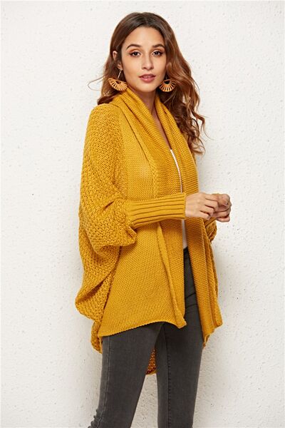 Open Front Batwing Sleeve Cardigan - TRENDMELO