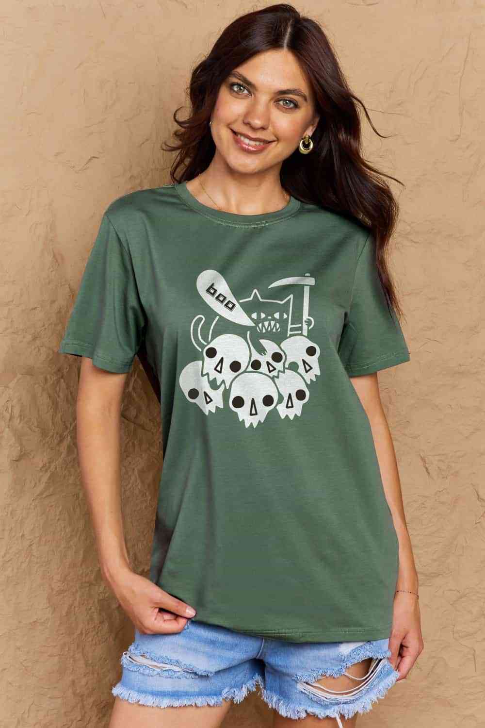 Simply Love Full Size Graphic BOO Cotton T-Shirt - TRENDMELO