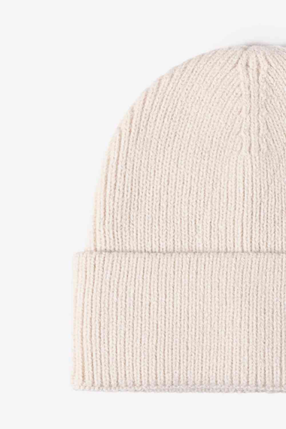 Letter N Patch Cuffed Knit Beanie - TRENDMELO