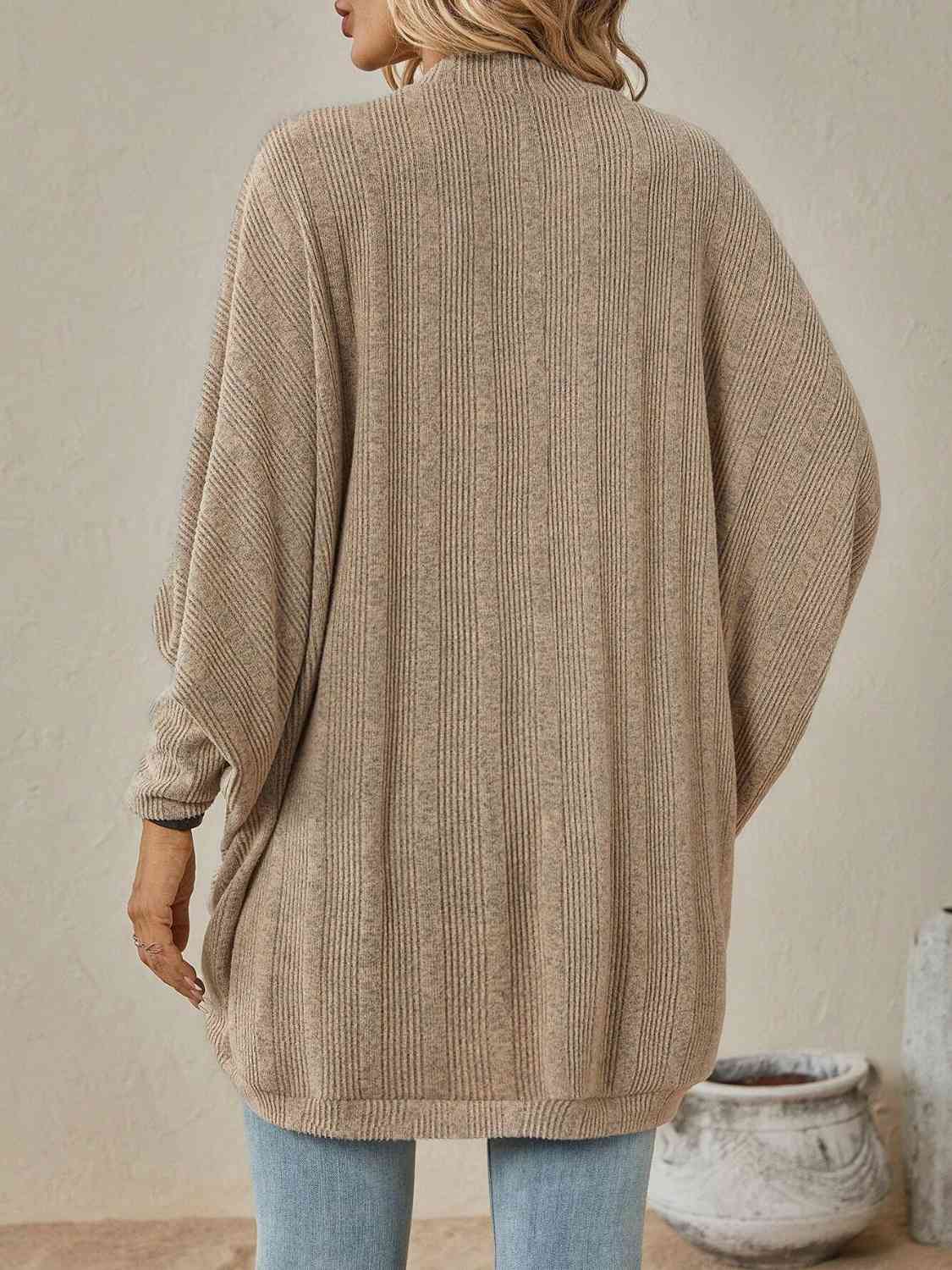 Open Front Dropped Shoulder Cardigan - TRENDMELO