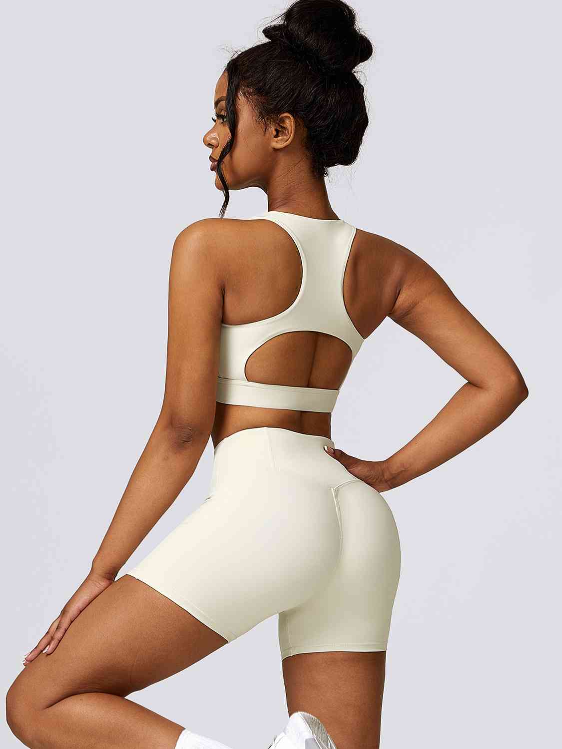 Cutout Cropped Sport Tank and Shorts Set - TRENDMELO