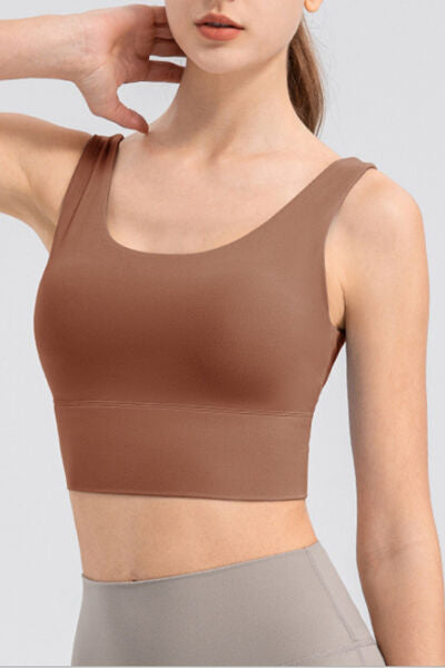 Scoop Neck Wide Strap Active Tank - TRENDMELO