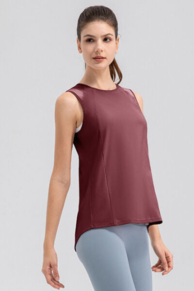 Round Neck Wide strap Active Tank - TRENDMELO