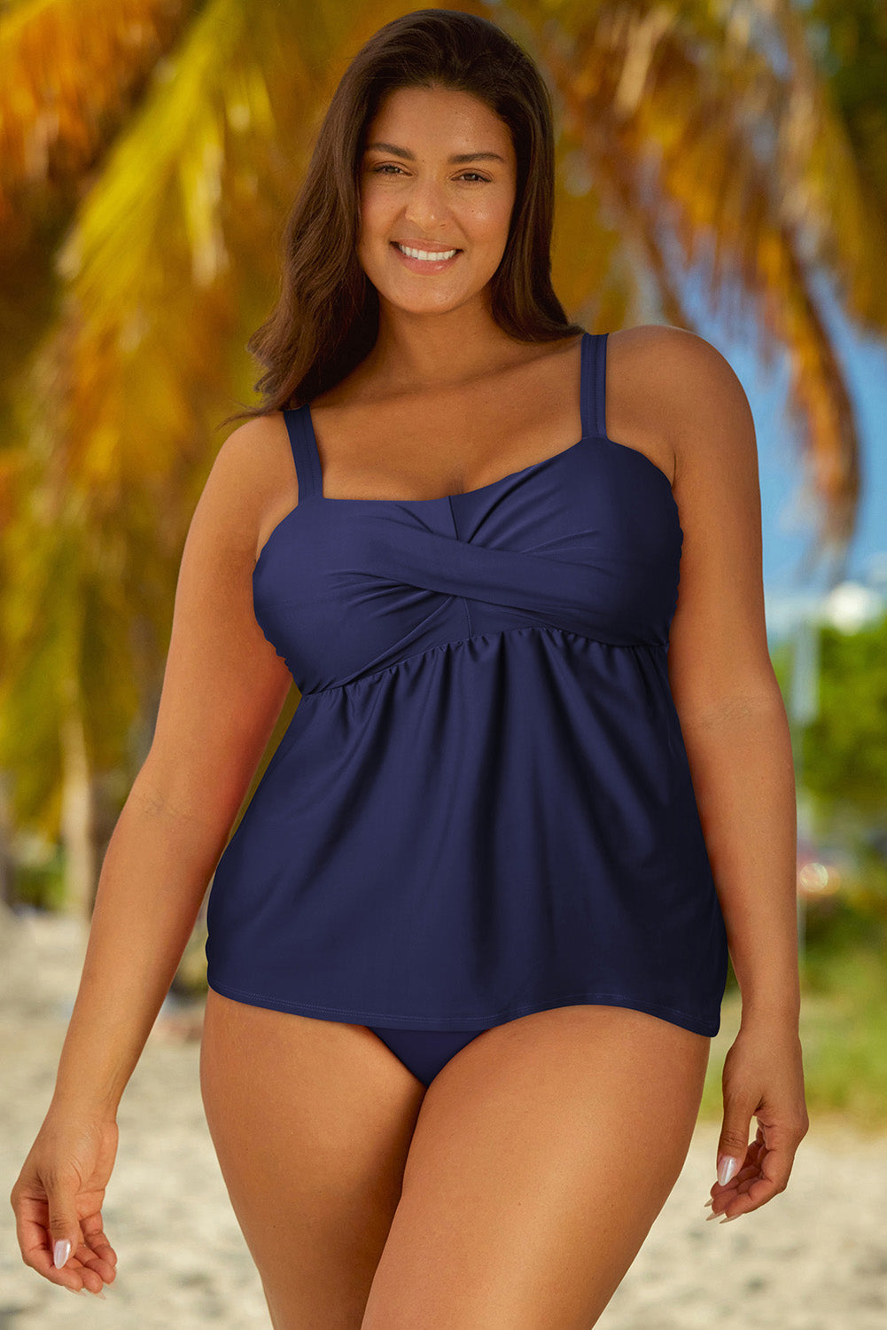 Full Size Adjustable Strap Tankini Set - TRENDMELO