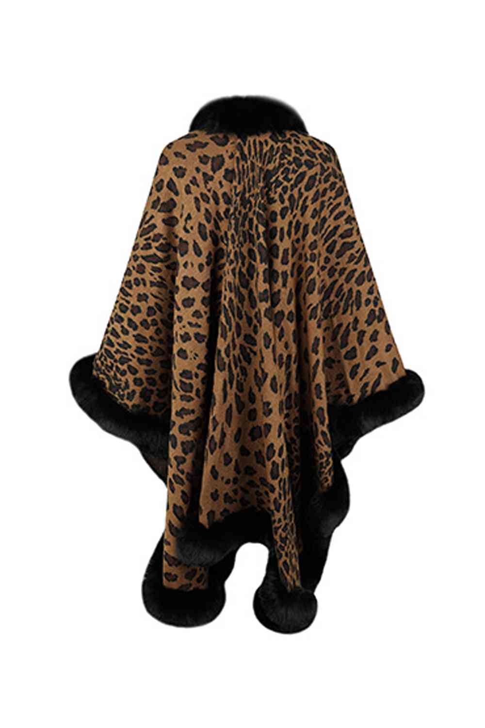 Leopard Open Front Poncho - TRENDMELO