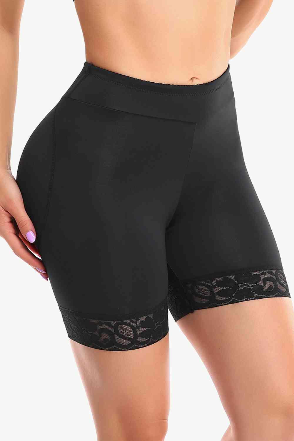 Full Size Lace Trim Lifting Pull-On Shaping Shorts - TRENDMELO