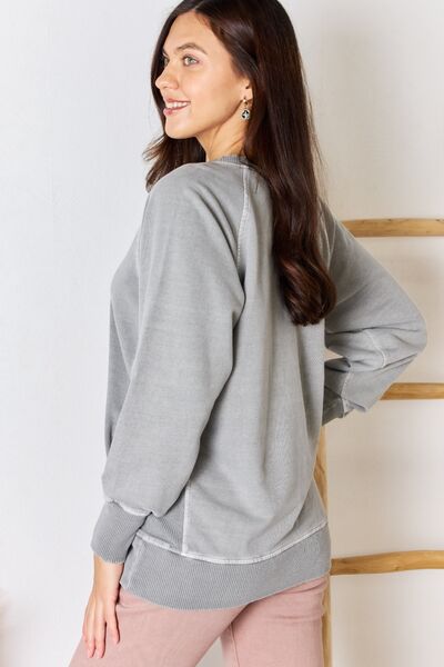 Zenana French Terry Long Sleeve Sweatshirt - TRENDMELO