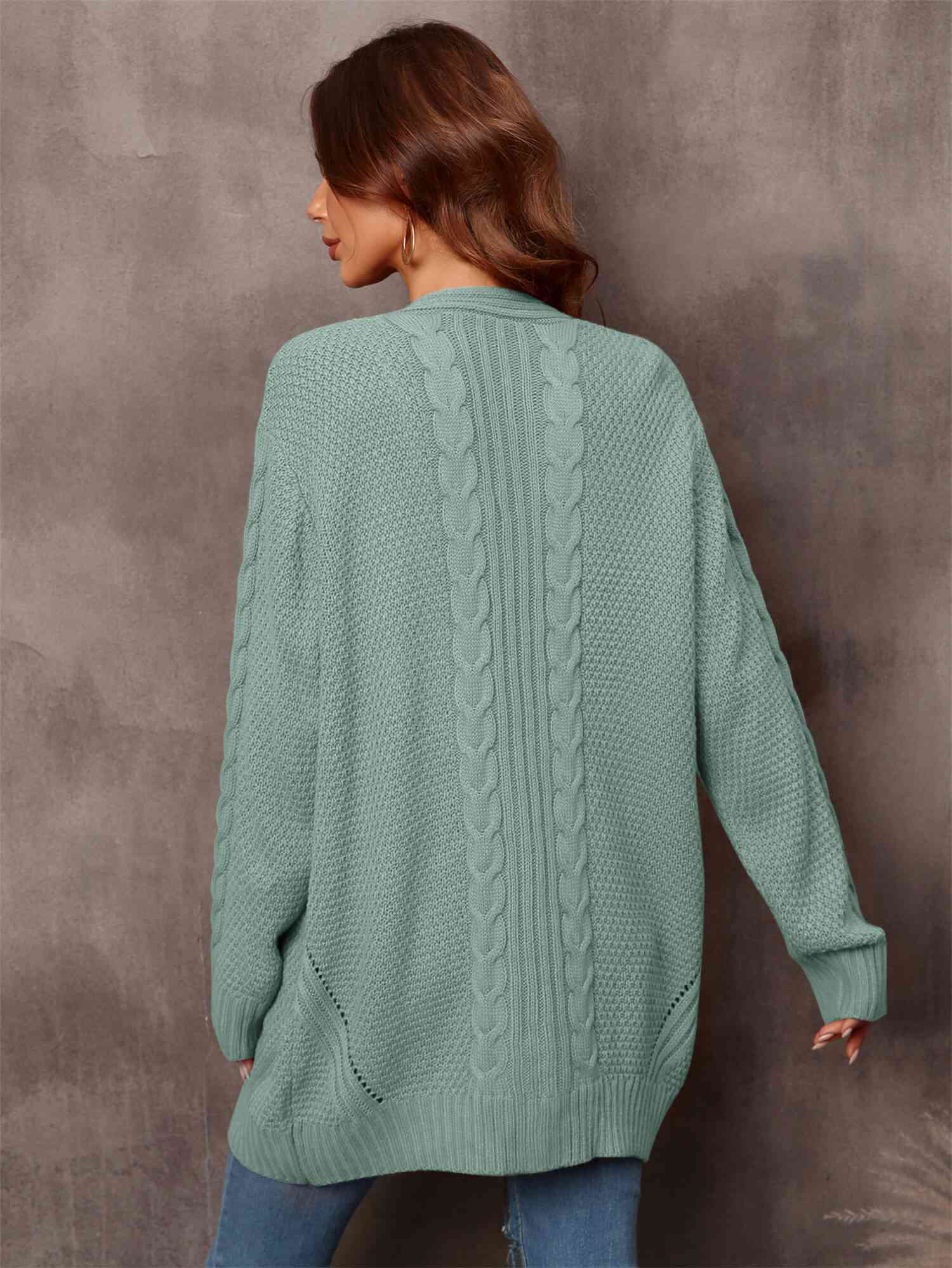 Warm Fall Mixed Knit Open Front Longline Cardigan - TRENDMELO