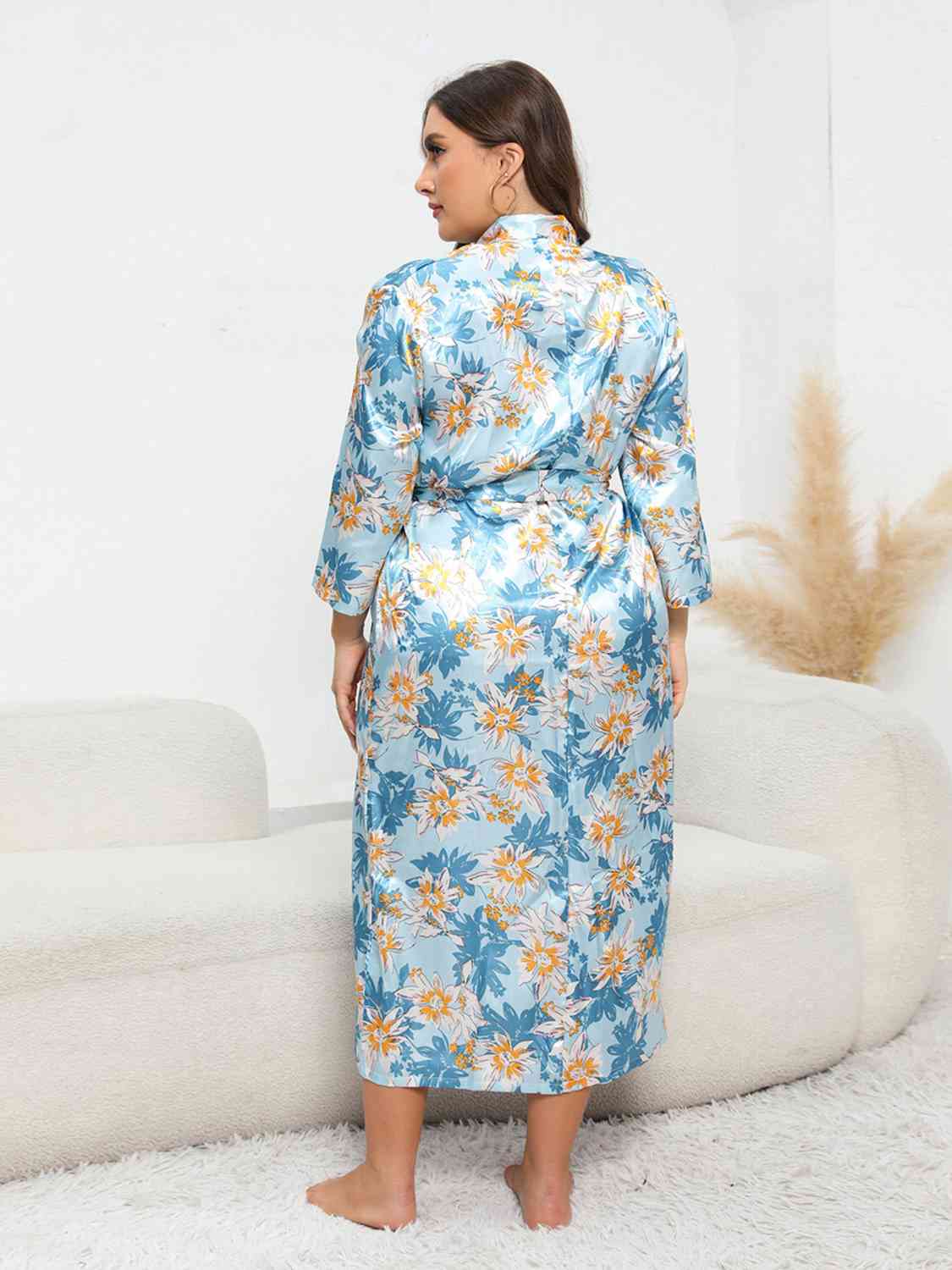 Plus Size Tie Waist Robe - TRENDMELO