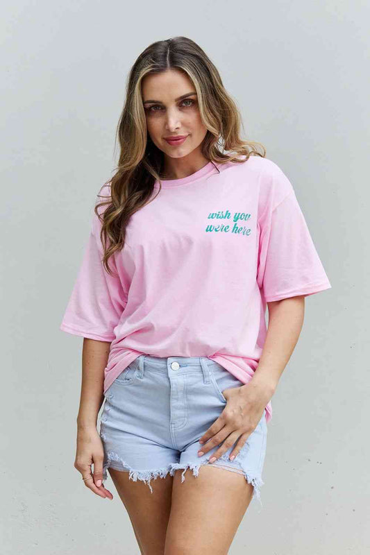 Sweet Claire "Wish You Were Here" Oversized Graphic T-Shirt - TRENDMELO