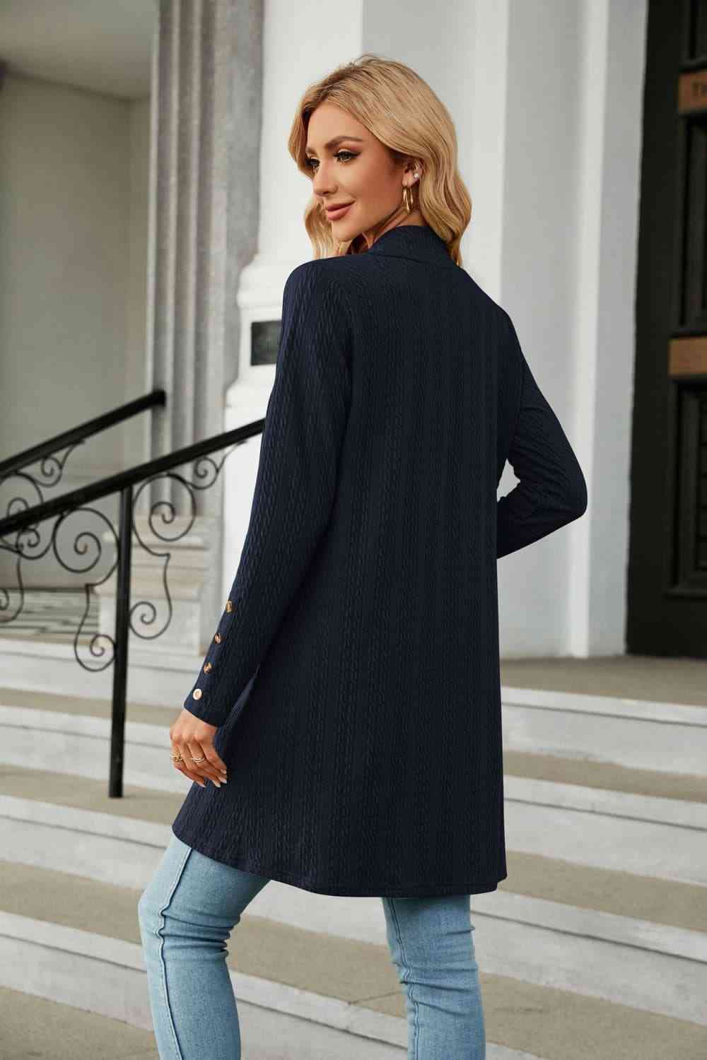 Long Sleeve Open Front Cardigan - TRENDMELO