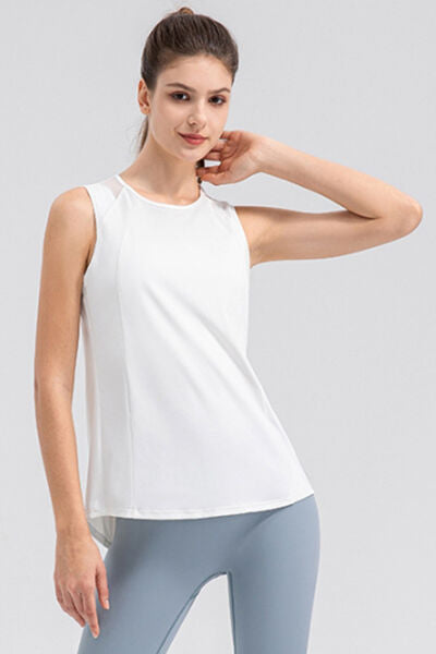 Round Neck Wide strap Active Tank - TRENDMELO