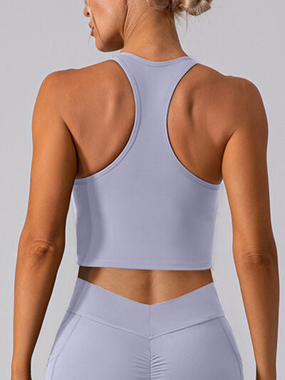 Square Neck Racerback Cropped Tank - TRENDMELO