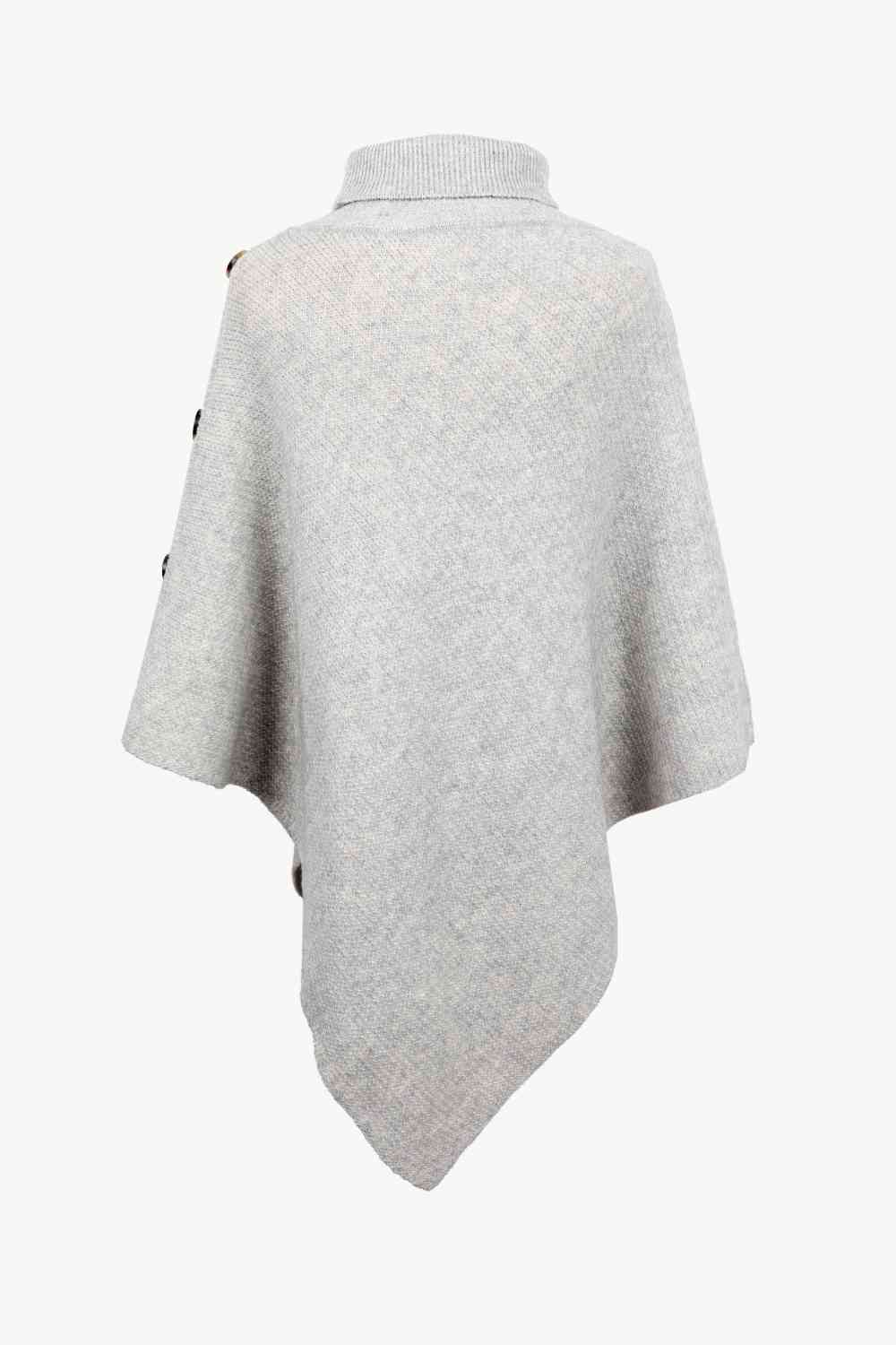 Turtleneck Buttoned Poncho - TRENDMELO