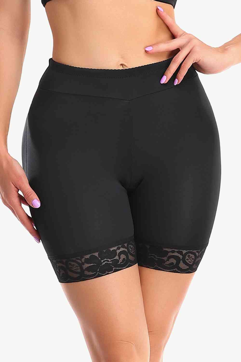 Full Size Lace Trim Lifting Pull-On Shaping Shorts - TRENDMELO