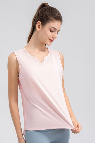 Notched Wide Strap Active Tank - TRENDMELO