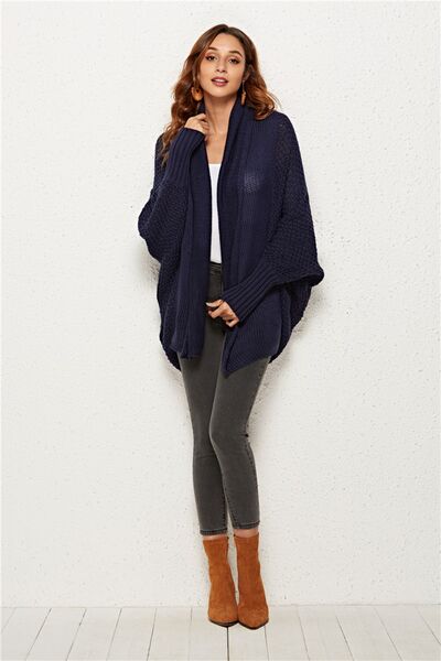 Open Front Batwing Sleeve Cardigan - TRENDMELO