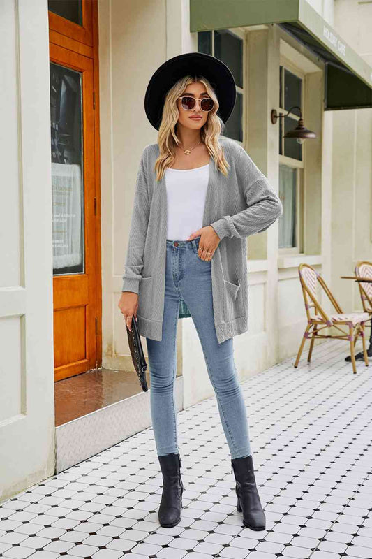 Long Sleeve Pocketed Cardigan - TRENDMELO