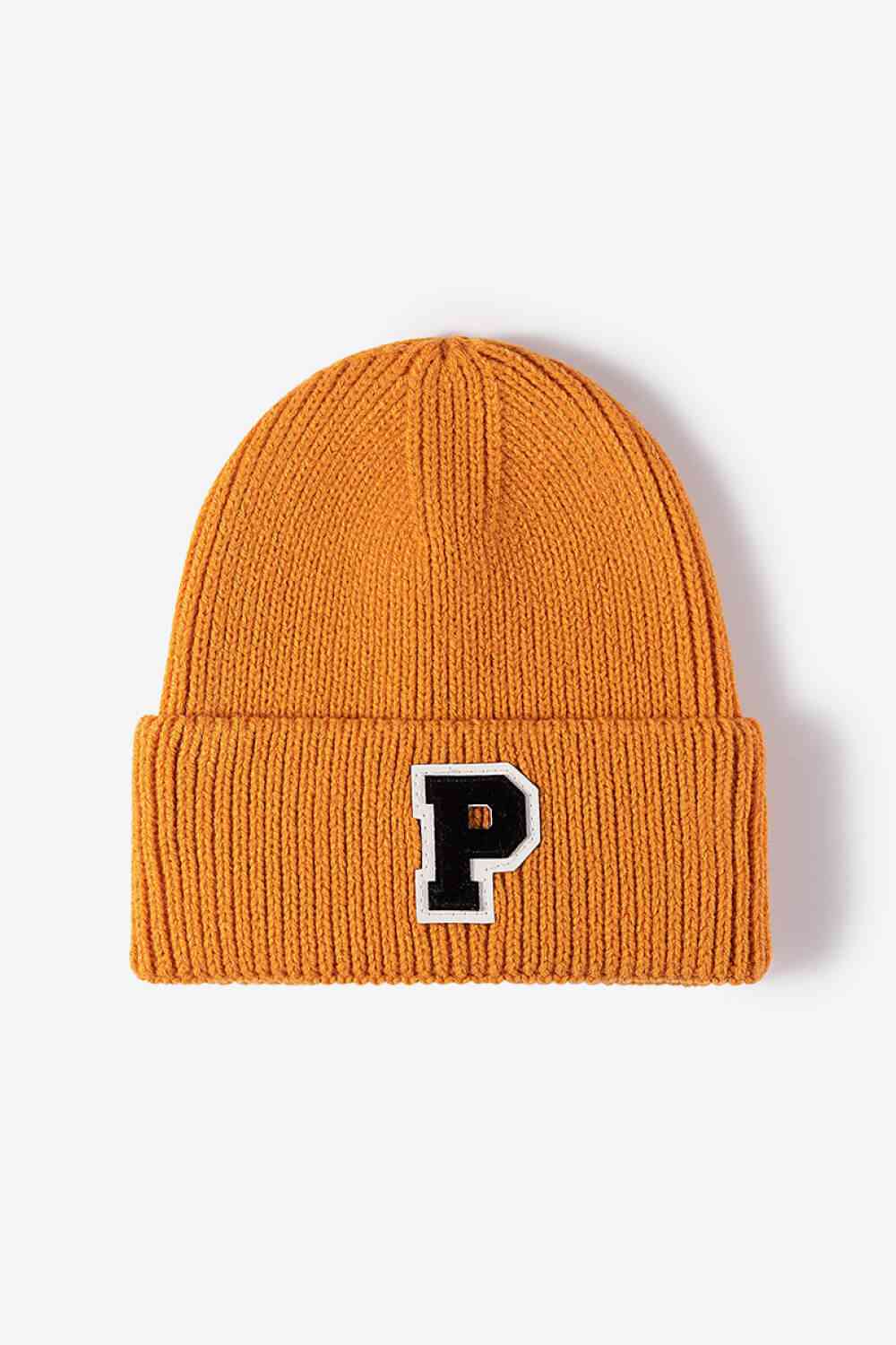 Letter Patch Cuffed Knit Beanie - TRENDMELO