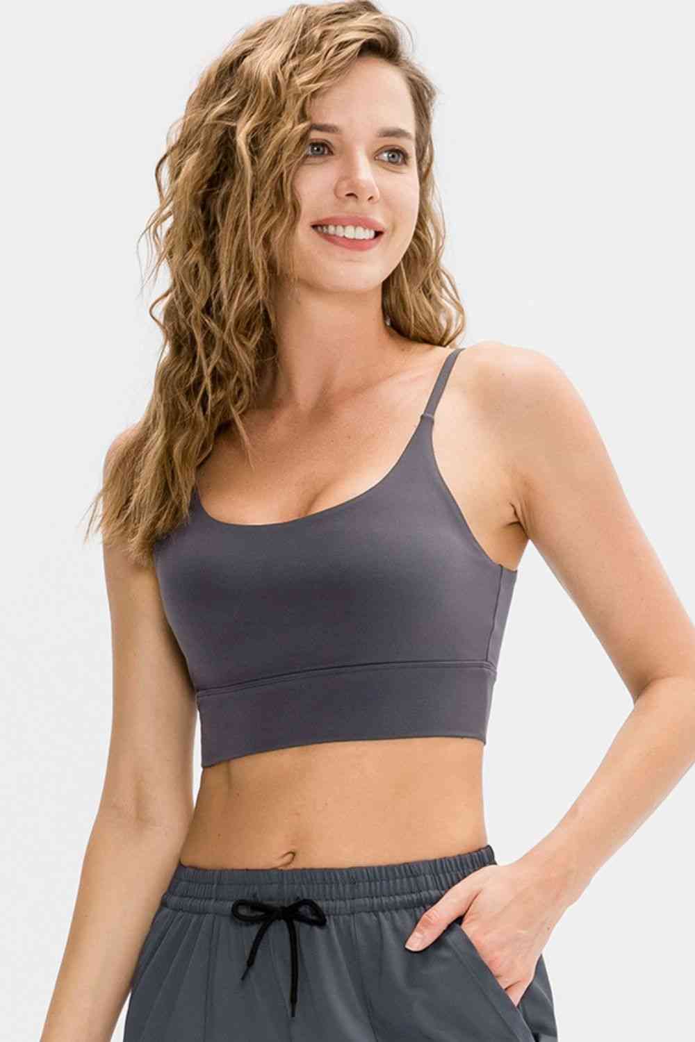 Scoop Neck Long Active Bra - TRENDMELO