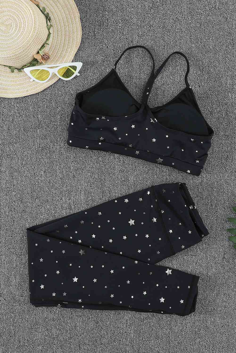 Star Print Sports Bra and Leggings Set - TRENDMELO