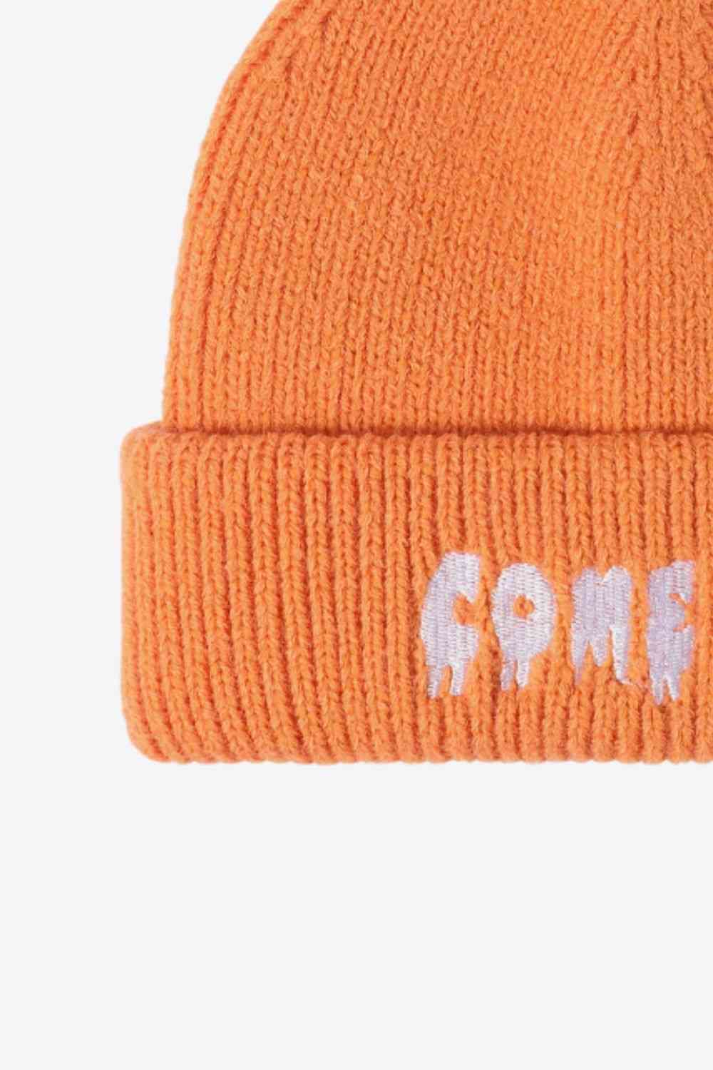 COME ON Embroidered Cuff Knit Beanie - TRENDMELO