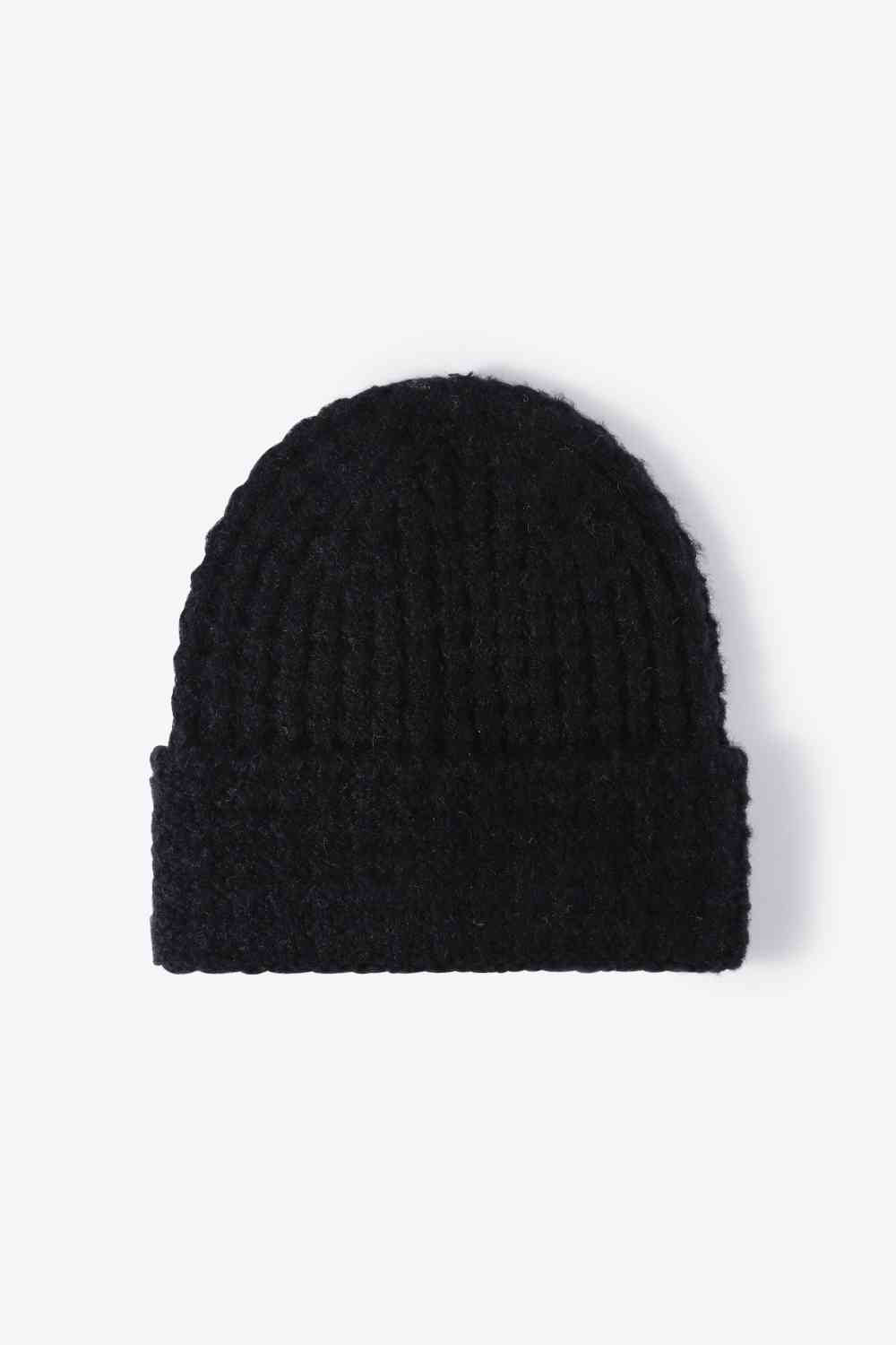 Waffle-Knit Cuff Beanie - TRENDMELO