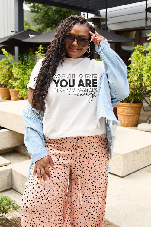 Simply Love Full Size YOU ARE ENOUGH Short Sleeve T-Shirt - TRENDMELO