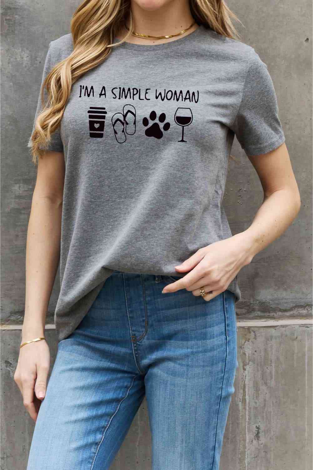 Simply Love Full Size I'M A SIMPLE WOMAN Graphic Cotton Tee - TRENDMELO