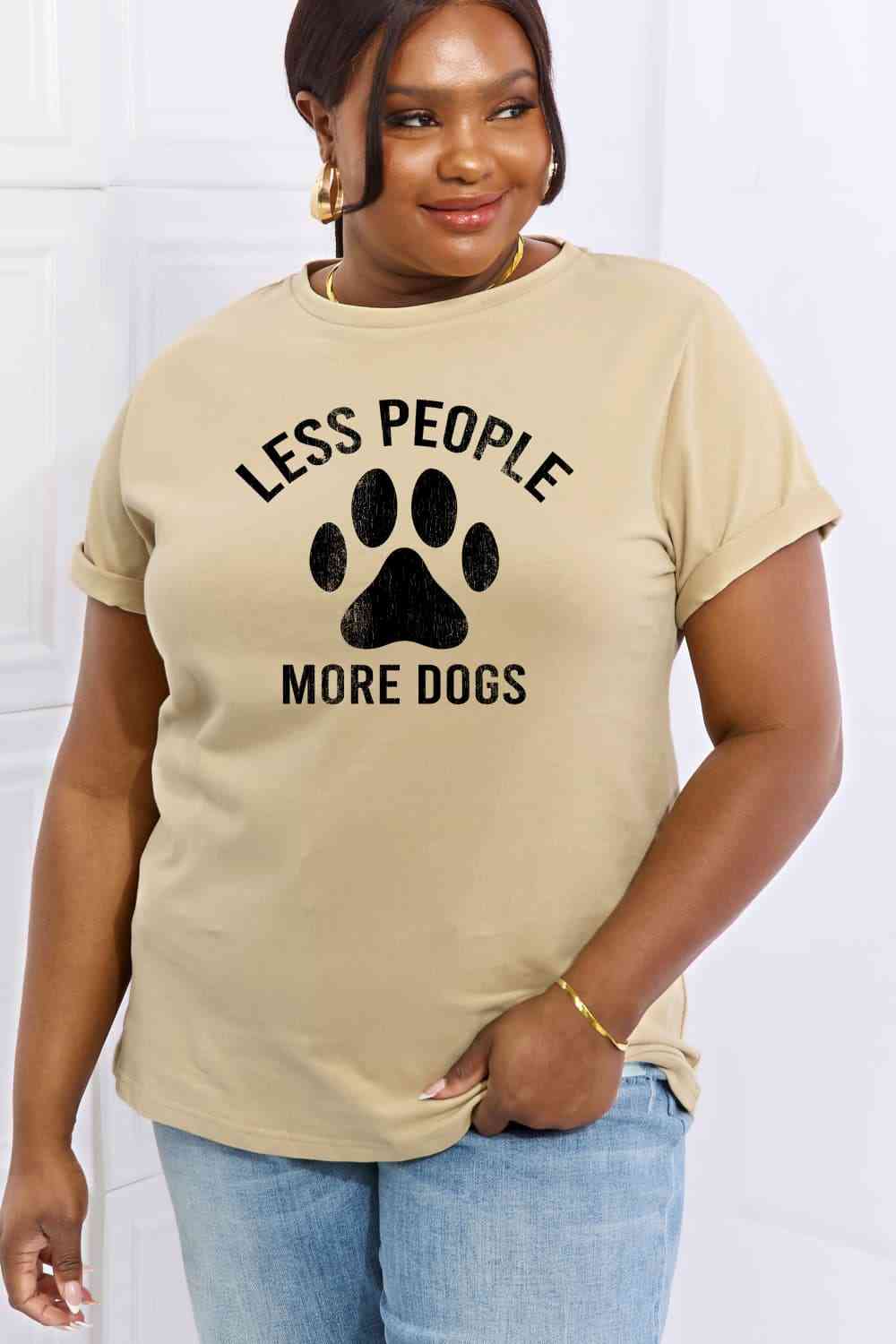 Simply Love Full Size LESS PEOPLE MORE DOGS Graphic Cotton Tee - TRENDMELO