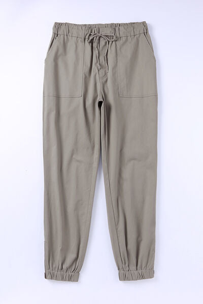 Drawstring Side Zip Joggers - TRENDMELO