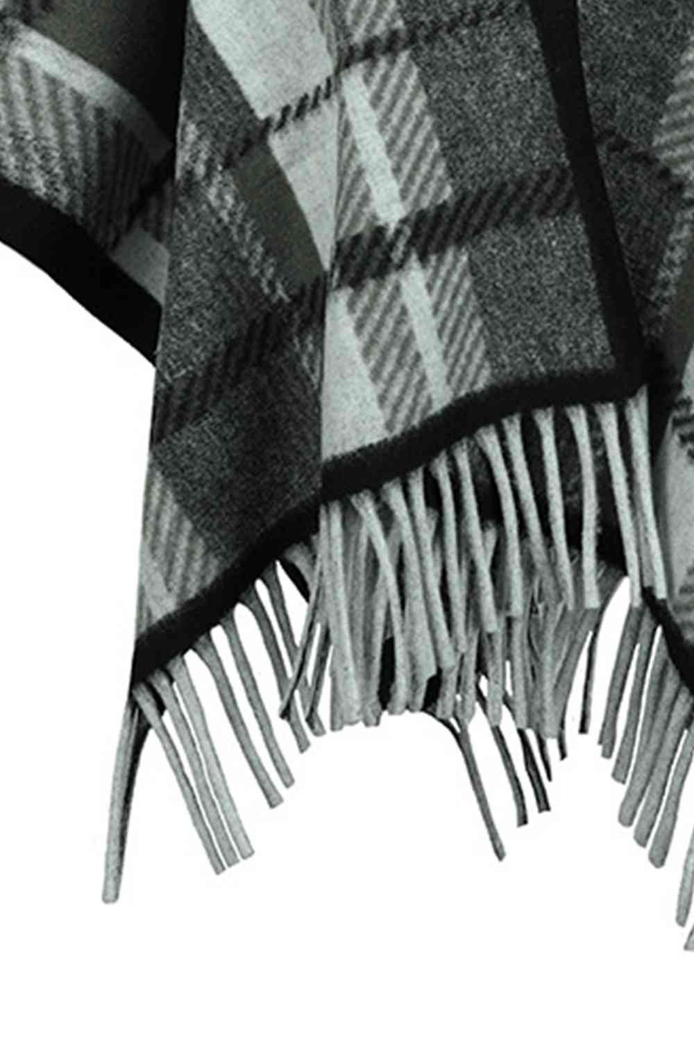 Cloak Sleeve Fringe Detail Poncho - TRENDMELO