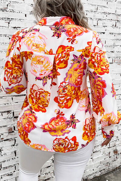 Plus Size Printed Long Sleeve Shirt - TRENDMELO