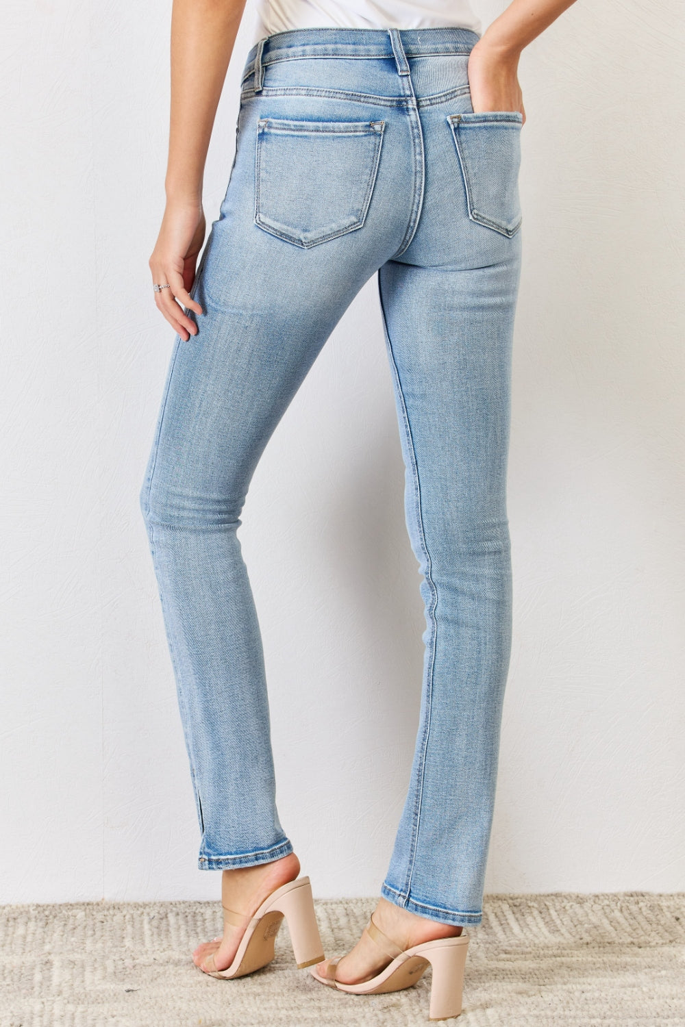 Kancan Full Size Mid Rise Y2K Slit Bootcut Jeans - TRENDMELO