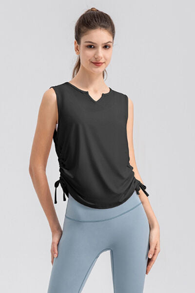 Notched Wide Strap Active Tank - TRENDMELO