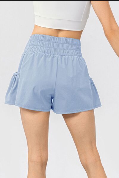 Elastic Waist Pocketed Active Shorts - TRENDMELO