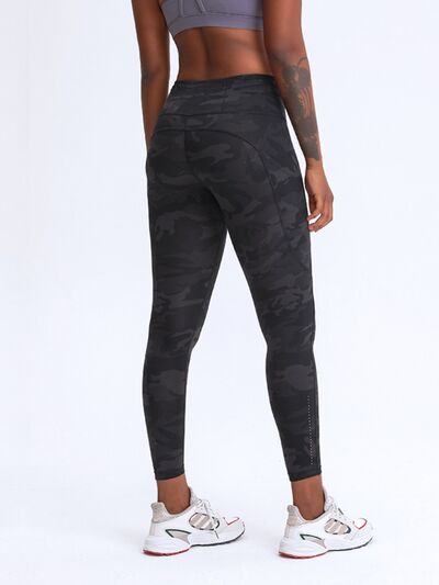 Double Take Wide Waistband Leggings with Pockets - TRENDMELO