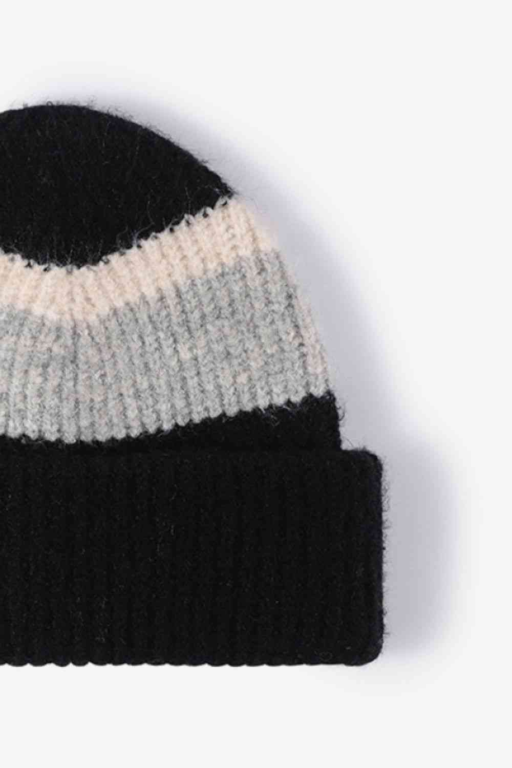 Tricolor Cuffed Knit Beanie - TRENDMELO