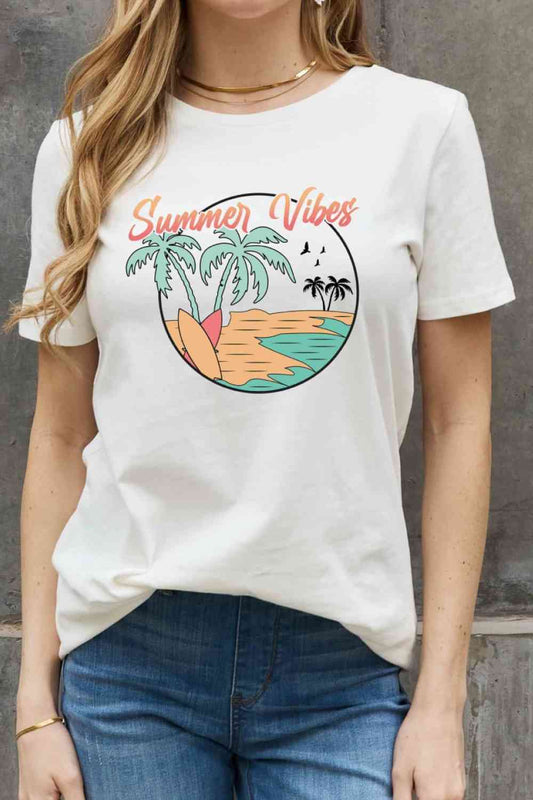 Simply Love Full Size SUMMER VIBES Graphic Cotton Tee - TRENDMELO