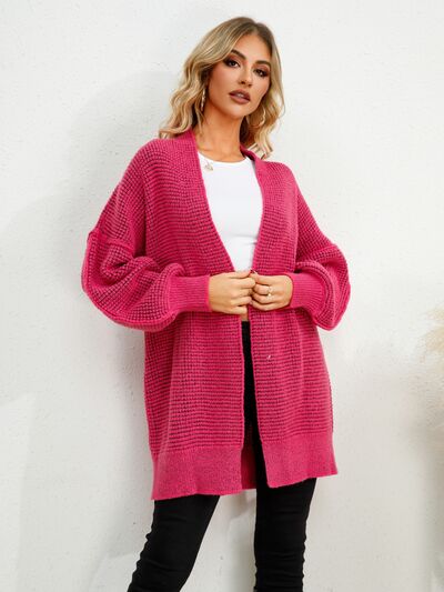 Open Front Dropped Shoulder Cardigan - TRENDMELO