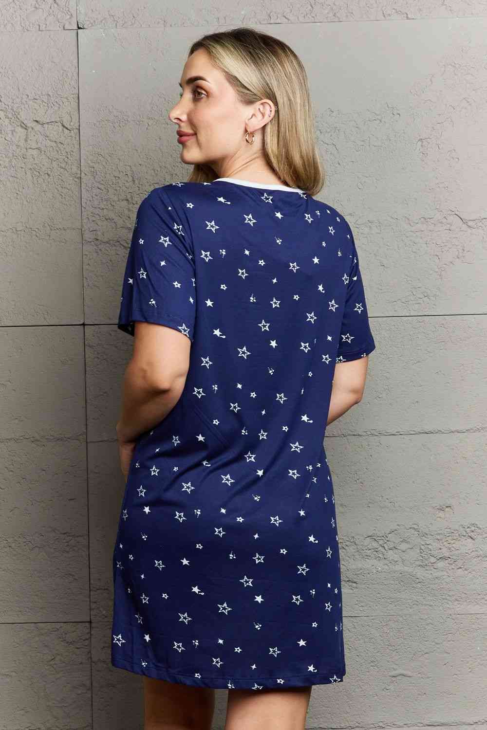 MOON NITE Quilted Quivers Button Down Sleepwear Dress - TRENDMELO