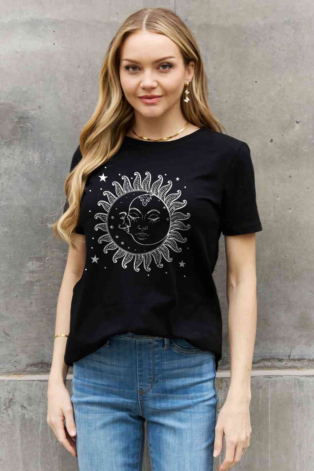 Simply Love Simply Love Sun and Star Graphic Cotton Tee - TRENDMELO