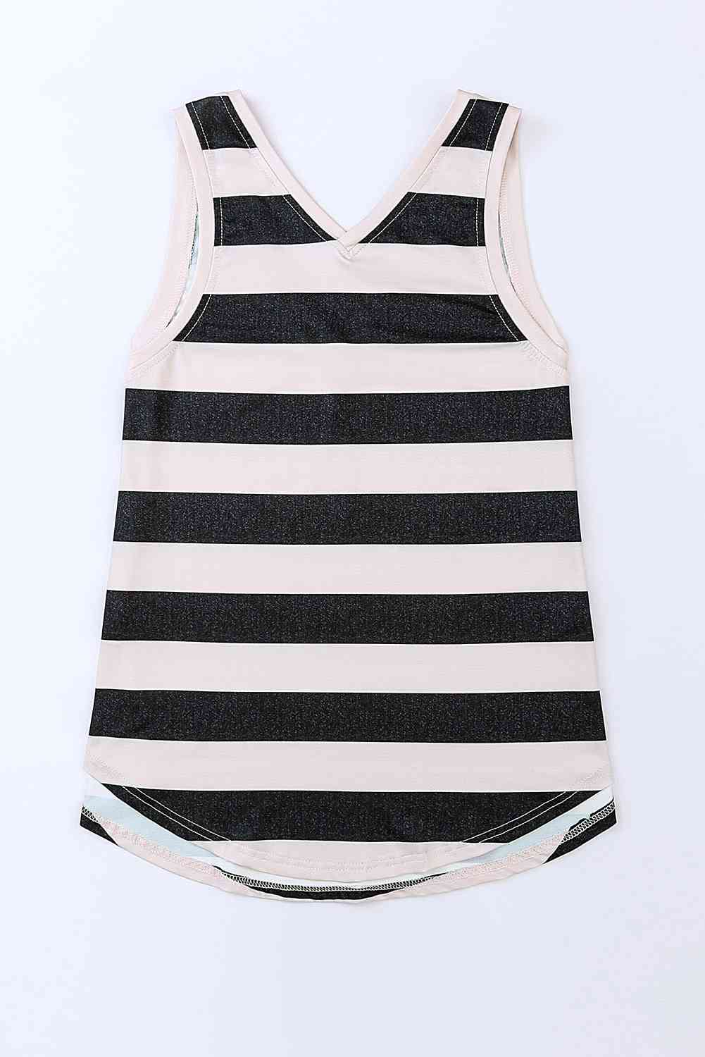 Striped V-Neck Tank - TRENDMELO