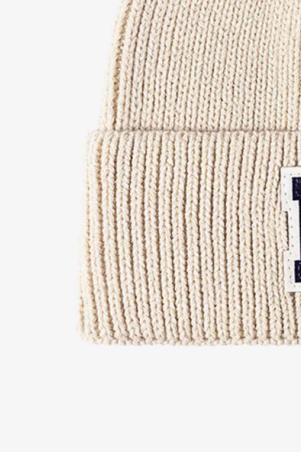 Letter Patch Cuffed Knit Beanie - TRENDMELO